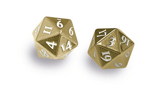 Heavy Metal Dice: D20 Gold with White (2pc)