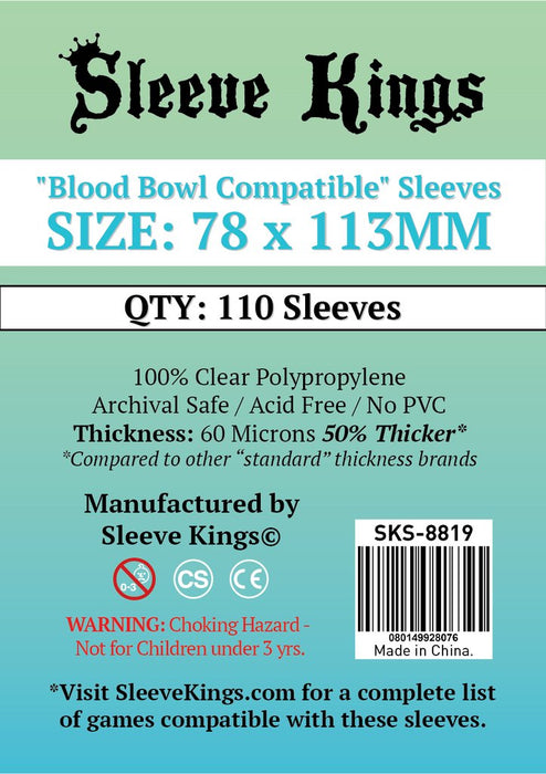 Sleeve Kings - Blood Bowl Compatible Sleeves 78mm x 113mm (110)
