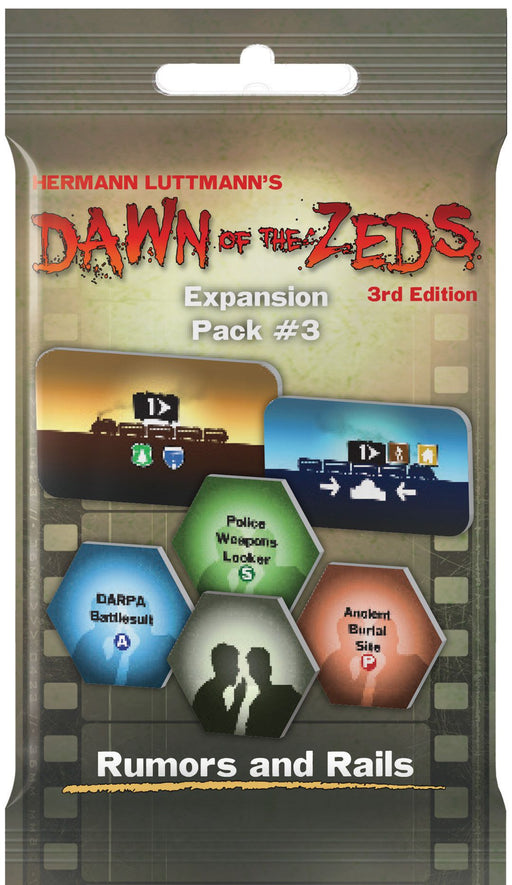 Dawn of the Zeds (Third edition): Expansion Pack #3 – Rumors and Rails - The Dice Owl